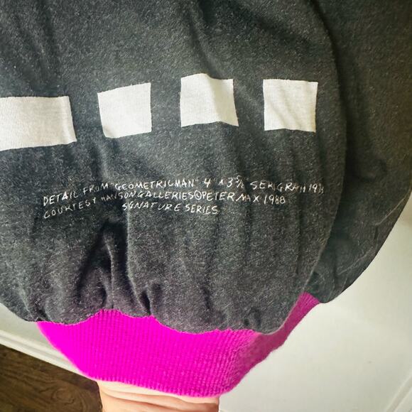 PETER MAX Vintage Custom Design Geo Face Neon Sign Reversible Sweatshirt Size L - Picture 9 of 9